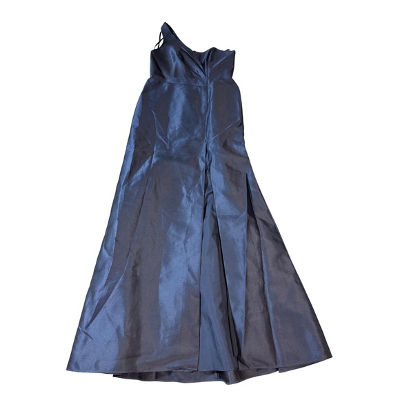 NWOT‎ Alfred Sung SZ 6 Midnight Navy Blue Dress One Shoulder Satin Trumpet Gown - Picture 2 of 9